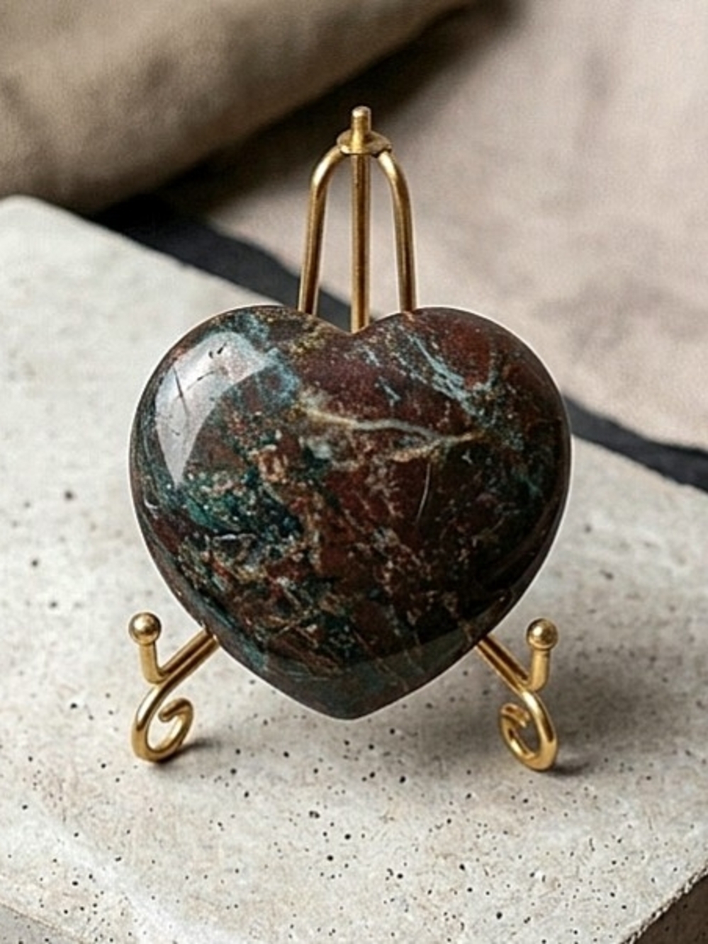 Genuine Stunning Indian Bloodstone Heart: 40g Grounding Palm Stone, Courage